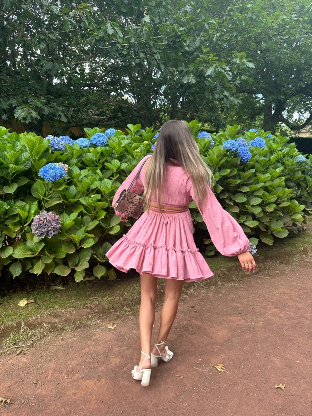 Pink Ruffle Long-Sleeve Mini Dress - Picture 6 of 7